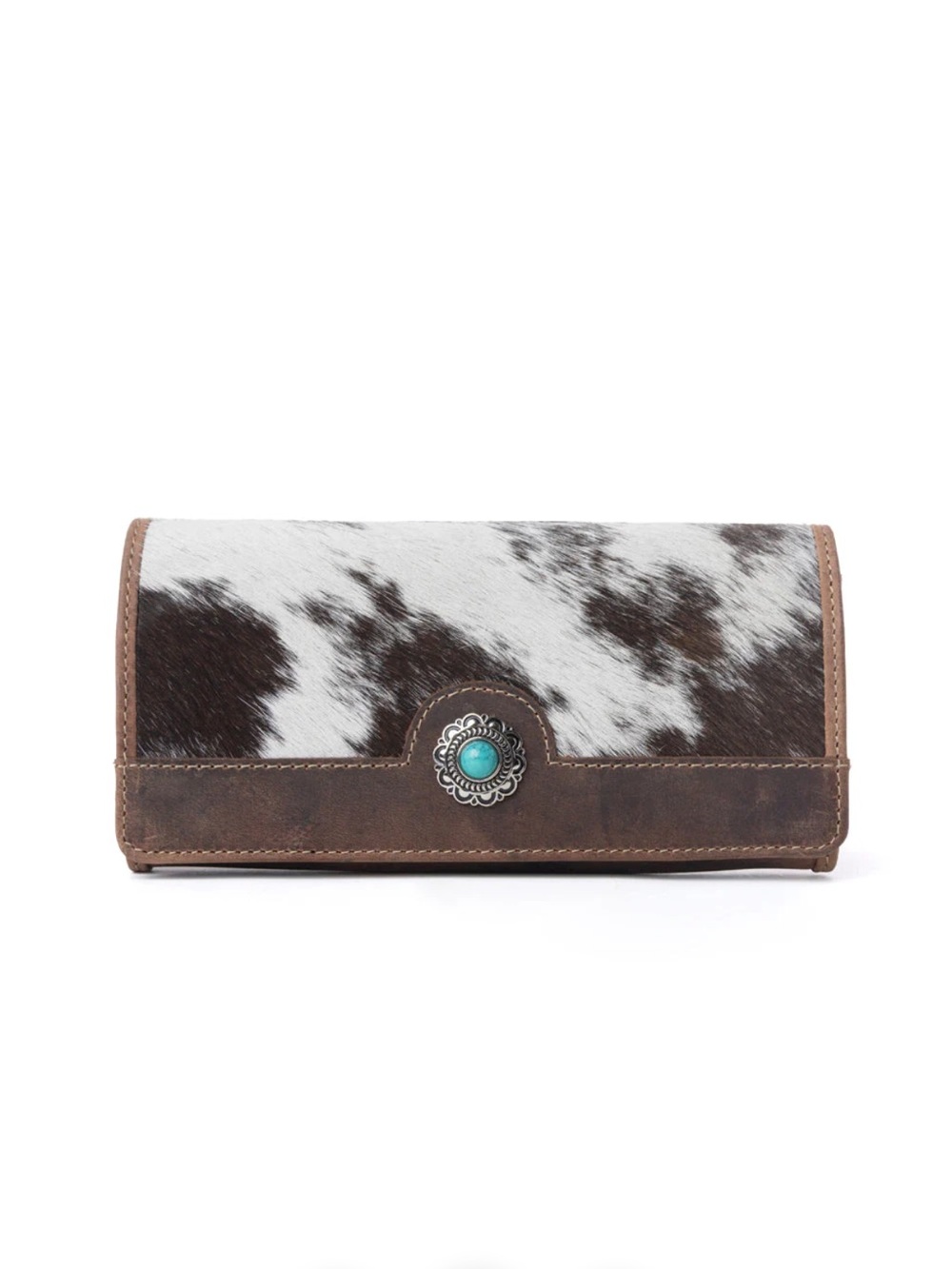 Myra Rustwood Concho Leather Women’s Wallet in Charcoal Cream